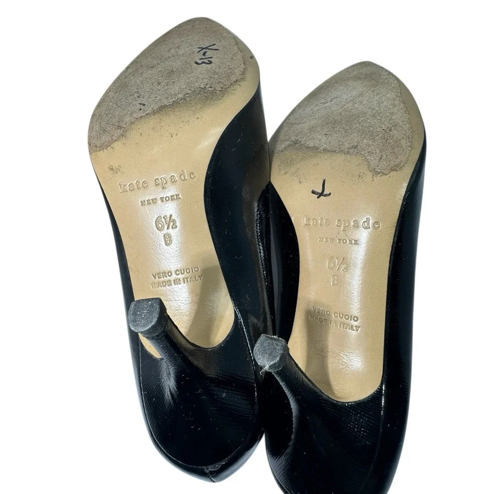 KATE SPADE NEW YORK  Women Black Patent Leather Heels Stilettos Italy 6.5 B $475